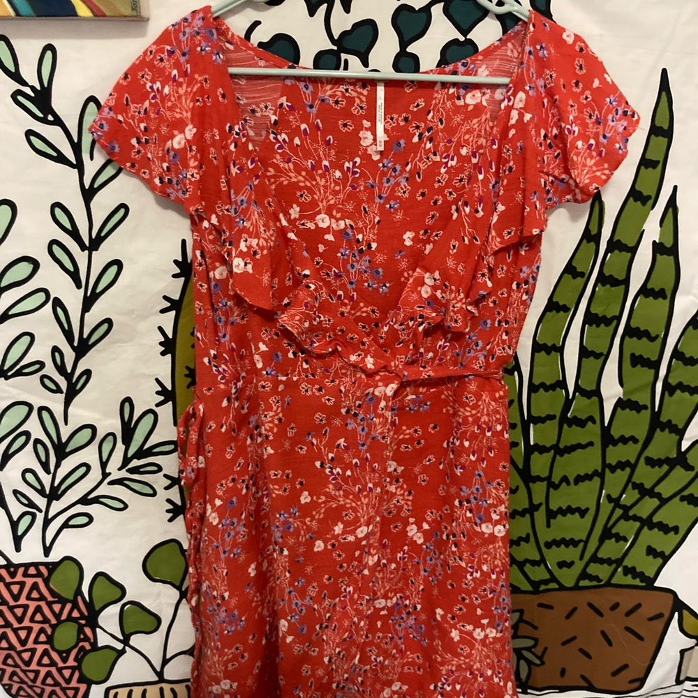 Free people red wrap dress